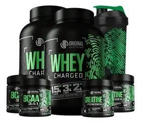 Kit 2x Whey Charged + 2x Creatina + 2x Bcaa + Shaker