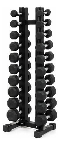 Kit - Dumbell  Sextavado Pegada Cromada 1kg A 10kg + Suporte