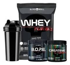 Whey Turbo +creatina +bope+ Coqueteleira Black Skull Turbo