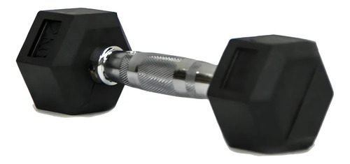 Halter Dumbell Emborrachado Sextavado Cromado Peso 2kg Rae Cor Preto