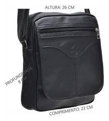 Bolsa Transversal Bastianini de Couro Sintético para Homens na Cor Preta