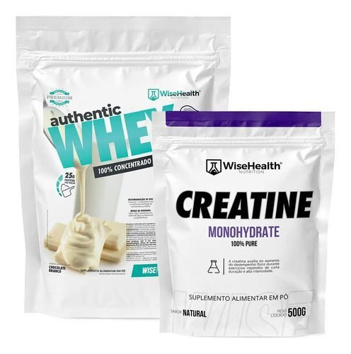 Kit Creatina 500g + Authentic Whey 900g Choc Branco - Wise