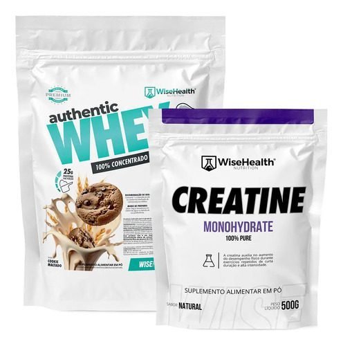 Kit Creatina 500g + Authentic Whey 900g Cookie Maltado -wise