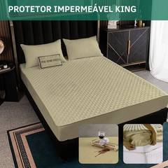 Capa Protetora De Colchão King Impermeável Matelado Antialérgica Antimofo Confortável Extra Macio E Silencioso Caqui