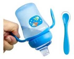 Copo Para Bebês Antivazamento + Colher Silicone