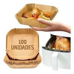 Kit 100 Forma De Airfryer Descartável Quadrada Papel 20x20cm