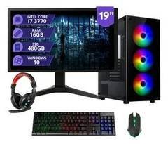 Pc Gamer Completo  I7 3.4ghz 16gb Ssd 480gb 500w Monitor 19