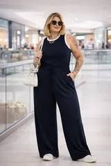 Conjunto Alfaiataria Plus Size Calça Wide Leg Regata Até G4