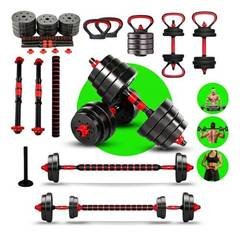 Halteres Barra Anilha Kit Academia 30kg Dumbell Kettlebell