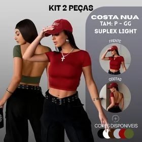 Kit 2 Cropped Costa Nua Feminina Manga Curta Babylook Suplex