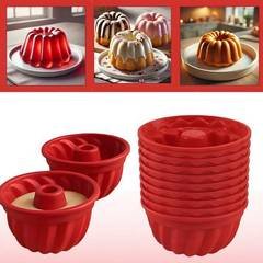 Kit 12 Forma Redonda Silicone Mini Para Bolo Pudim Cupcake Muffins Forno Forma D