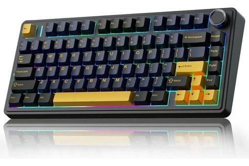 Teclado Mecânico Aula F75 RGB, Sem Fio, Bluetooth, Wireless 2.4ghz, Tri-Mode. Switch Leobog