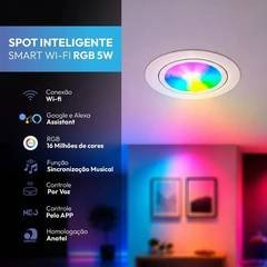 Spot Led Lampada Smart Inteligente Wi-fi 2.4 GHz Embutir 5w RGB 110v/220v Redondo Branco Cod: 291990761 Neo Avant