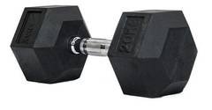 Halter Dumbell Emborrachado Sextavado Cromado Peso 20kg Rae Cor Preto
