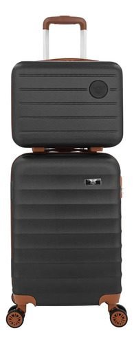 Kit Mala De Viagem Bordo Mão Pequena 10kg Abs Cadeado 360 Cor Preto