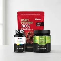 Kit Growth: Whey Protein Chocolate 1kg + Multivitamínico 120 Cáps. + Creatina 250g Sem Sabor