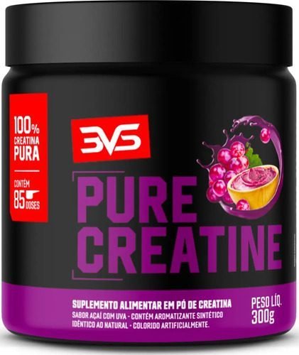 Creatina Monohidratada Sabor Açaí Com Uva - 300g - 3vs Nutrition
