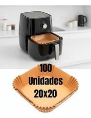 Kit 100 Formas De Papel Para Airfryer Descartável Antiaderente Bandeja Quadrada Ciclo Alternativa