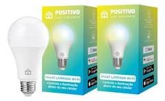 Kit 2 Lâmpadas Smart Wi-Fi Positivo Casa Inteligente 9W Bivolt, Compatível com Alexa e Google Assistente, Controle por App e Voz, RGB