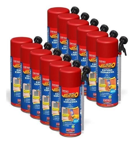 Kit 12 Espumas Expansivas Selantes Vedatudo Dryko 300ml