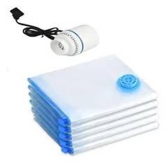 Pack 5 50x60cm Saco À Vácuo Organizador Roupa Viagem E Bomba