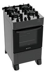 Fogão 4 Bocas Atlas Mônaco Top Glass com Mesa de Vidro e Acendimento Automático Preto Bivolt
