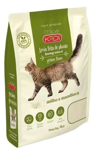 Areia Sanitária Kadi para Gatos 4 kg Milho e Mandioca
