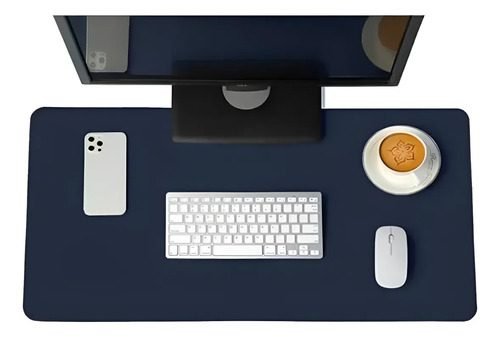 Mousepad Extra Grande Azul Marinho 90x40 cm Deskpad Couro Antiderrapante Mesa Computador Notebook - KingPad