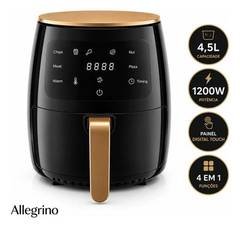 Fritadeira Eletrica Air Fryer Digital 4,5 Litros 4 Em 1 1200W Painel Touch Controle De Temperatura Timer E Cesto Antiaderente Allegrino