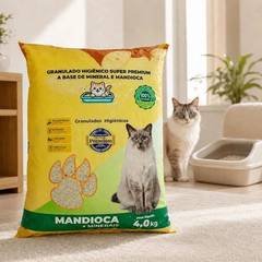 Areia Higiênica Granulado Para Gatos 4kg Mandioca + Minerais Controle De Odores Alta Absorção Econômica Biodegradável Não Suja Patinhas Rende Mais Banheiro Sanitário Pet Super Prem