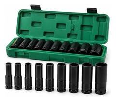Kit Jogo Soquetes De Impacto 1/2  Longos Com 10 Peças
