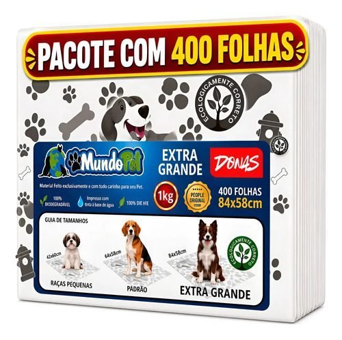 Jornal Pet Higiênico 400 Folhas 84x58 Biodegradável Extra G