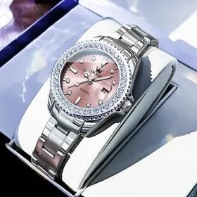 Original Olevs 9945 Relógio Feminino A Prova D'água Elegante