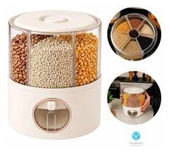 Dispenser Giratorio Organizador Alimentos Com 6 Divisoes Armazena Graos Cereais 