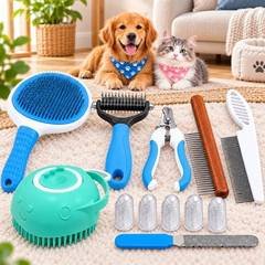 Kit 11 De Banho Tosa  Para Cães E Gatos Tesoura Escova Pente