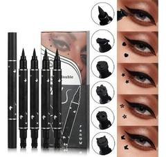 Kit 5 Peças Delineador Caneta Dupla Com Carimbo