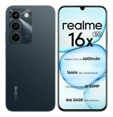 Celular Smartphone Realme 16x 5g 128gb 4gb Ram (+8 virtual ram boost) Dual Sim Nfc Mediatek Dimensity 6300,bateria Titan 6600mah,tela Ultrabrilhante 144hz, Ip64, Câmera 50mp, Andro