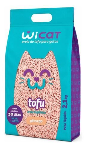 Areia De Tofu Para Gatos Sem Cheiro Wicat Pêssego 2,1kg