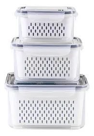 Kit 3 Potes Plásticos Para Armazenar Alimentos