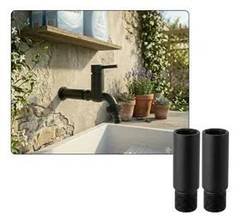 Kit 2 Alongadores Extensor Para Torneira Preto 8cm Em Metal