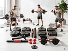 Kit Halteres E Anilhas Ajustável 6 Em 1 Até 15kg Musculação