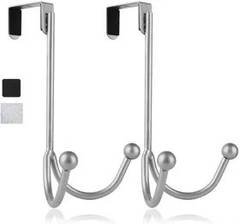 Jogo 2 Ganchos Duplos Para Porta Metal