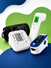 Kit Monitor de Pressão Digital e Oxímetro com Termômetro Infravermelho para Testas