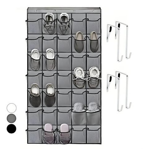 Organizador De Sapatos Over The Door Com 35 Bolsos Pendurado Cinza