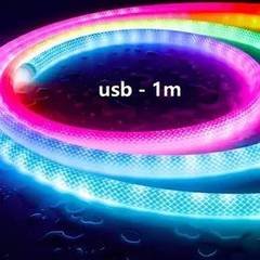Lâmpada De Corda Flexível De Nylon Rgb De Néon Usb 1m/3m