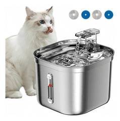 Bebedouro De Gato Automático C/ Filtro Fonte Água Inox 2.2l