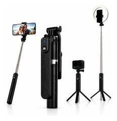 Tripé Bastão Pau De Selfie Bluetooth Celular Compatível Go pro 200cm Extensível Portátil Controle Remoto Preto Premium