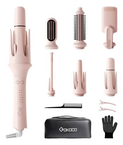 Modelador De Cabelo Automático 7em1com Cabeça Intercambiável Rosa