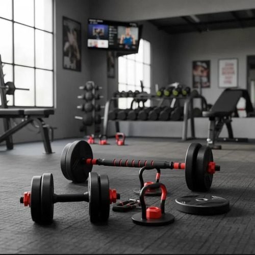 Kit Musculação Halteres Ajustável 6 Em 1 40kg Com Anilhas