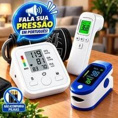 Kit Saúde Combo 3 Em 1 Termômetro Oxímetro Aparelho Pressão